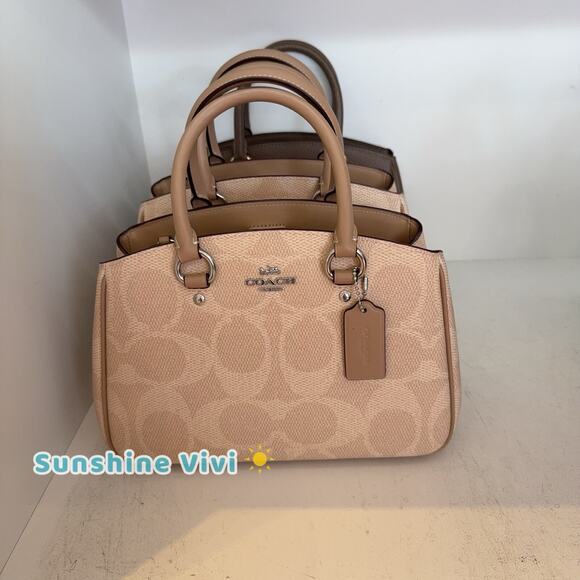NWT Coach Savannah Small Carryall Satchel Bag CAL53 Signature Canvas Sand/Taupe